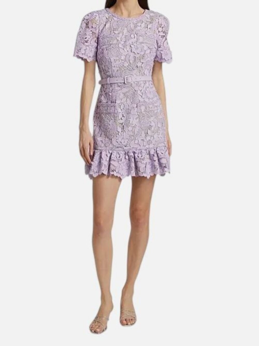 MILLY Women's Purple Garden Lace Flounce Minidress Size 0